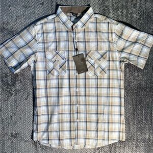 Vese Men’s Short Sleeve Button Shirt Plaid Size Medium NWT